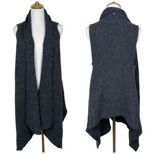 RUDSAK Wool Charcoal Grey Knit‎ Sleeveless Waterfall Vest Duster Cardigan XS/S